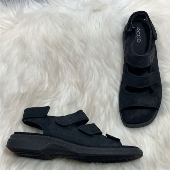 Ecco Delight 3 Black Suede Sandals Sz 42/10 - Picture 1 of 7